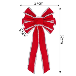 Detailed dimension guide for the 27x52cm red velvet Christmas bow decoration