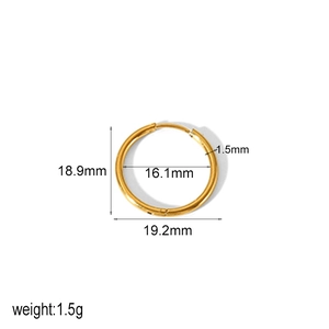 Technische Nahaufnahme mit 19,2mm Durchmesser und 1,5mm Dicke der 18k Gold-Creole für Damen