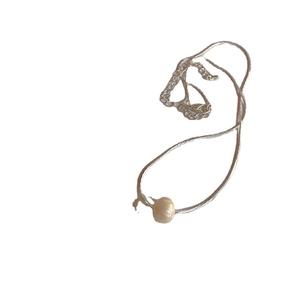 French vintage freshwater pearl pendant on a silver snake chain necklace for women