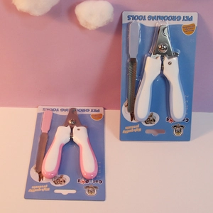 Pink and blue stainless steel pet nail clipper and file set for cats and dogs
