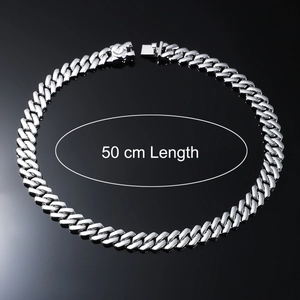 Polished silver cuban link chain for men in 50 cm length with high gloss metal finish