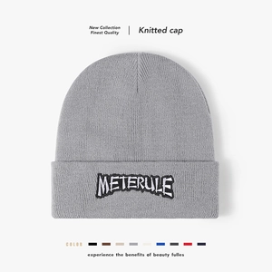 Bonnet En Maille Tricoté Broderie Lettres Chaud Acrylique Double Couche Hiver Streetwear Extérieur Hommes Femmes