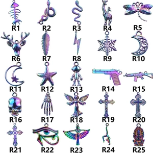 5x5 grid of rainbow alloy angel wing and mystic pendants in twenty-five assorted styles