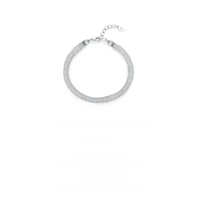 Detail of S925 sterling silver mesh woven bracelet with lobster clasp and heart tag