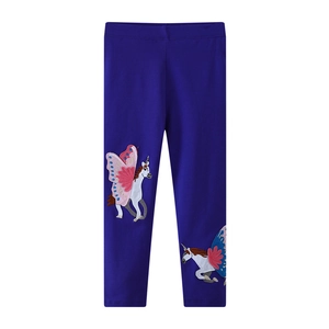 Leggings Fille Pantalon Coton Élastique Avec Broderie Licorne Applique Ailes Paillettes Enfants Décontracté