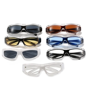 Outdoor cycling sunglasses for men with protective wrap frames in seven assorted lens colors