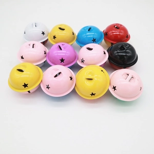 4cm dual-tone metal bells with star cutouts for bags and Christmas decorations