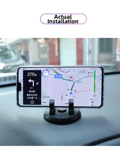 Car dashboard phone mount with adjustable holder for horizontal GPS navigation in vehicle