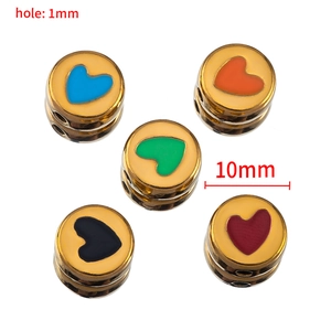 Colorful heart enamel round stainless steel charms 10mm for DIY jewelry making
