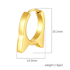 Boucles d'oreilles oreilles de chat en or 18K poli pour femmes en acier inoxydable