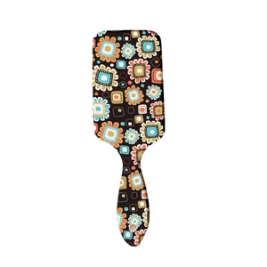 Floral print air cushion massage hair comb with vintage orange and blue heart patterns