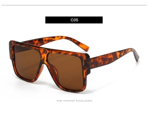 Detailed top view of square tortoiseshell sunglasses with brown lenses and C05 marking