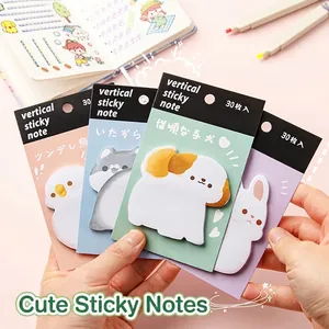 Kawaii Animal Shaped Vertical Sticky Notes Removable Self Adhesive Memo Pads Cute Cat Dog Bird Rabbit Desktop Stationery