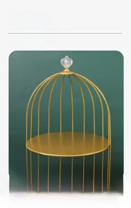 Details des goldenen Vogelkäfig-Organizers mit Metalloberfläche und Kristallgriff