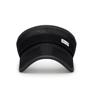 Black breathable mesh sun visor hat with wide brim for outdoor sports and sun protection