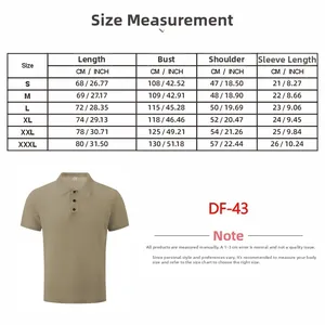 Detailed size chart for men's ice silk polo shirt showing S to XXXL measurements