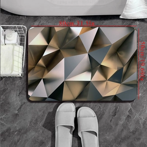 Detail shot showing 3D geometric absorbent floor mat sized 80x50cm in a bathroom setting