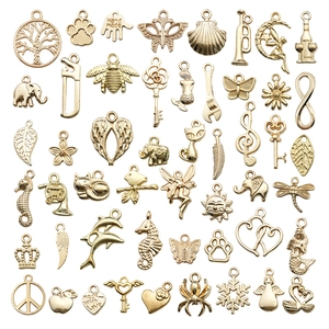 Alloy Charms Mixed Shapes For DIY Jewelry Making KC Gold Mermaid Musical Note Heart Animal Pendant Craft Accessories