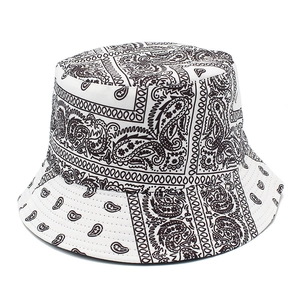 Vintage Reversible Cotton Bucket Hat Paisley Bandana Print Outdoor Sun Protection Hat For Men Women