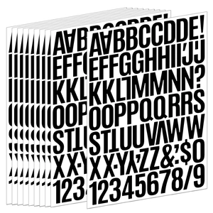 Close-up of a stacked set featuring A-Z letters and 0-9 numbers on vinyl sticker sheets