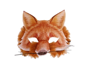 Gros plan d'un masque de renard avec texture de fourrure réaliste et moustaches fines
