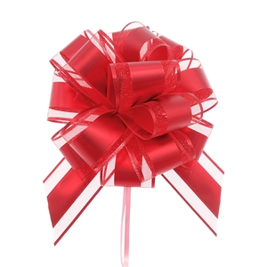 Vibrant red 3D pull bow ribbon for Christmas gift wrapping and festive decorations