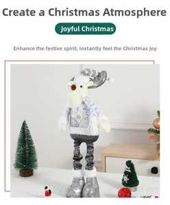 Detail of Nordic Christmas reindeer doll with telescopic legs and silver sequin outfit