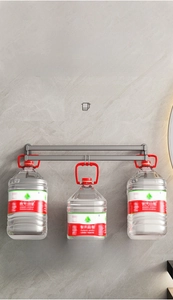 Strong load-bearing detail of dark grey space aluminum double towel rack holding weight