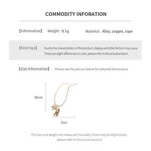 Detail showing dimensions and material specifications of the pony tassel pendant necklace