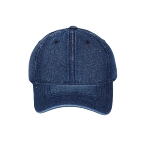 Classic dark blue washed denim baseball cap with minimalist vintage aesthetic for women