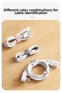 Detail showing cute animal-shaped cable ties for identifying various power cords