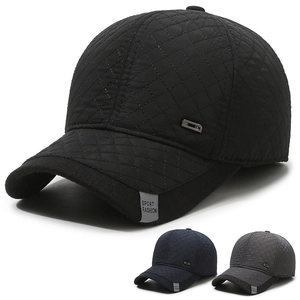 Men Winter Baseball Cap Ear Flaps Quilted Fleece Lined Warm Outdoor Windproof Faux Leather Adjustable Peak Hat