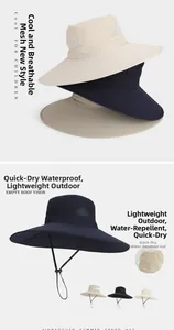 Detail of waterproof breathable mesh and adjustable strap on outdoor sun hats