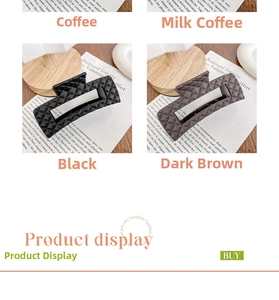 Close-up of quilted pattern hair claws in black, dark brown, coffee, and milk coffee colors