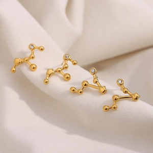 18K gold-plated stainless steel constellation stud earrings with sparkling cubic zirconia