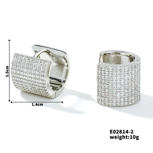 Silver hoop earrings with micro-paved cubic zirconia and 1.5cm by 1.4cm dimensions