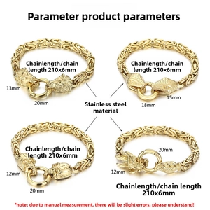 Détails des bracelets byzantins de 6mm avec charmes de lion, dragon et tête de mort