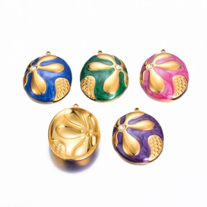 Ciondoli In Acciaio Inossidabile Smalto Fiore Ovale Goccia Olio Strass Accessori Per Gioielli Fai Da Te Orecchini