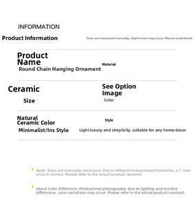 Detailed specifications of wabi-sabi ceramic chain wall decor in natural unglazed finish