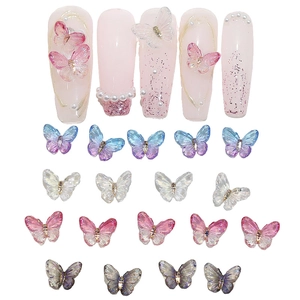 3D Aurora Butterfly Nail Charms colorful resin nail art accessories in multiple colors