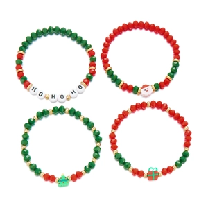 Set di braccialetti natalizi con perline di cristallo e ciondoli festivi alla moda
