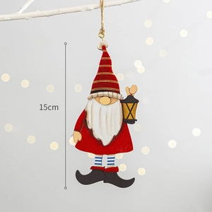 Wooden Christmas Pendants Ornaments Santa Claus Gnome Tree Hanging Decor Welcome Sign For Holiday Home Party