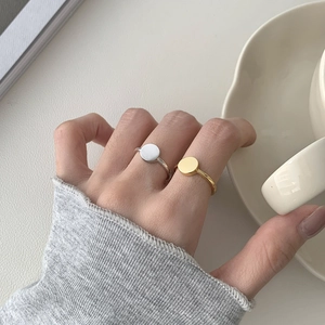 Minimalist S925 sterling silver round flat rings in gold and silver finish for women