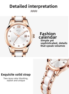 Détail du cadran de la montre Bonarger avec affichage de la date et bracelet solide bicolore