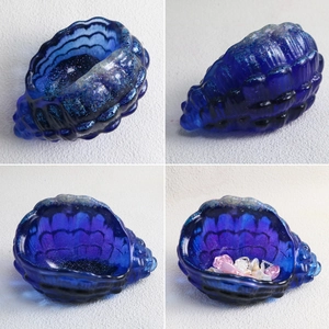 Stampo in silicone per scatola portaoggetti a conchiglia blu glitterata per gioielli