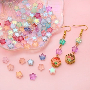 Star shaped gradient glass beads for handmade jewelry and DIY earring accessories