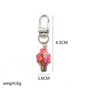 Mini electroplated strawberry keychain pendant with dimensions 6.5cm height and 6g weight