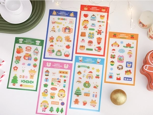 Christmas cartoon sticker set with Santa Claus patterns and festive stationery decor