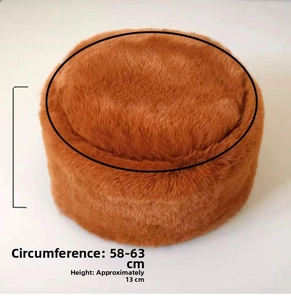 Winter faux fur pillbox hat for women with 58-63cm circumference and 13cm height