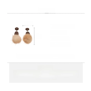 Detailed size and material info for wood and hairball oval drop earrings with silver pins